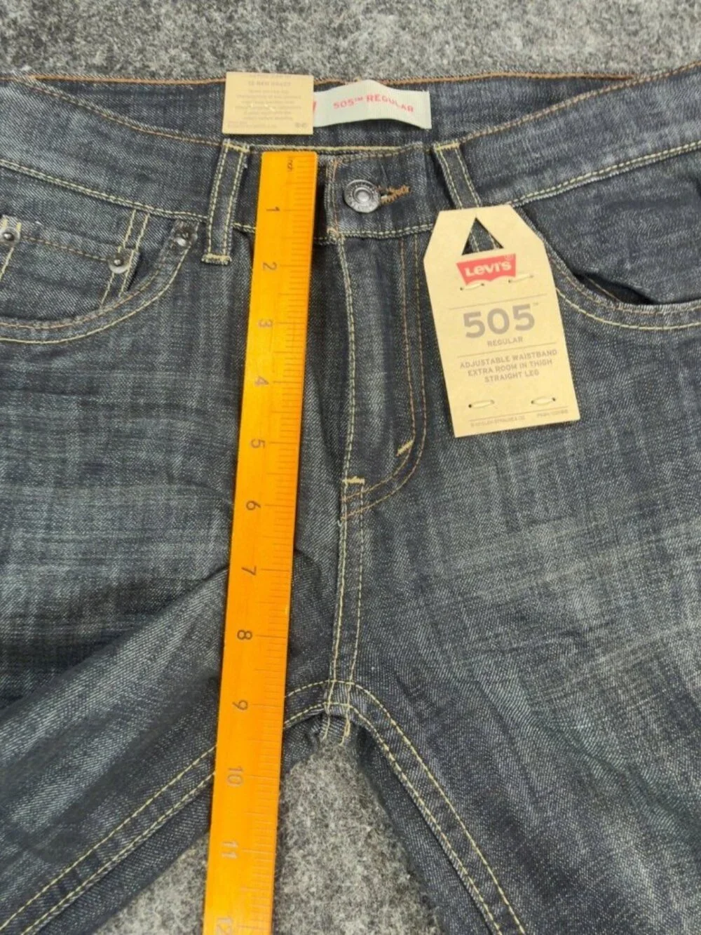 Levi's 505 Jeans Boys 12 Reg Dark Wash Cotton Blend Straight Adjustable NWT